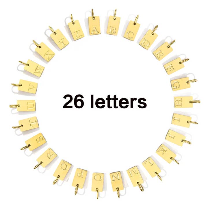 Sweet Cherry Sky - Wholesale Individual Charm/Pendant - Gold Plated Stainless Steel Initial Letter Pendant Charm Tag