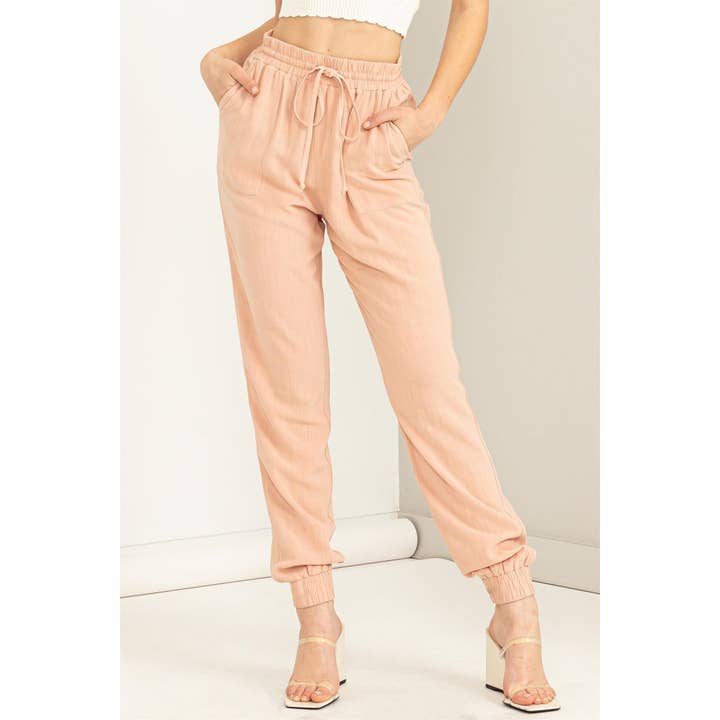 HYFVE - Wholesale Athletic Sweatpants/Joggers - Women's - DZ23A546-Linen Drawstring Jogger Pants