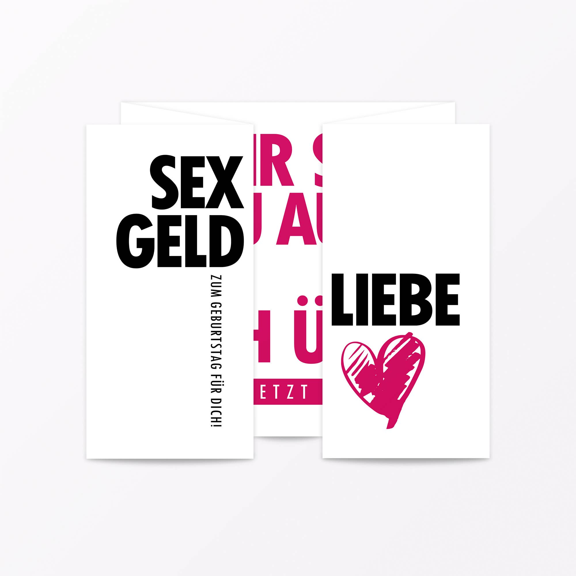TYPOP - Venta al por mayor Tarjetas de cumpleaños - Tarjeta de cumpleaños plegable «Sex, Money, Love» con sobre3
