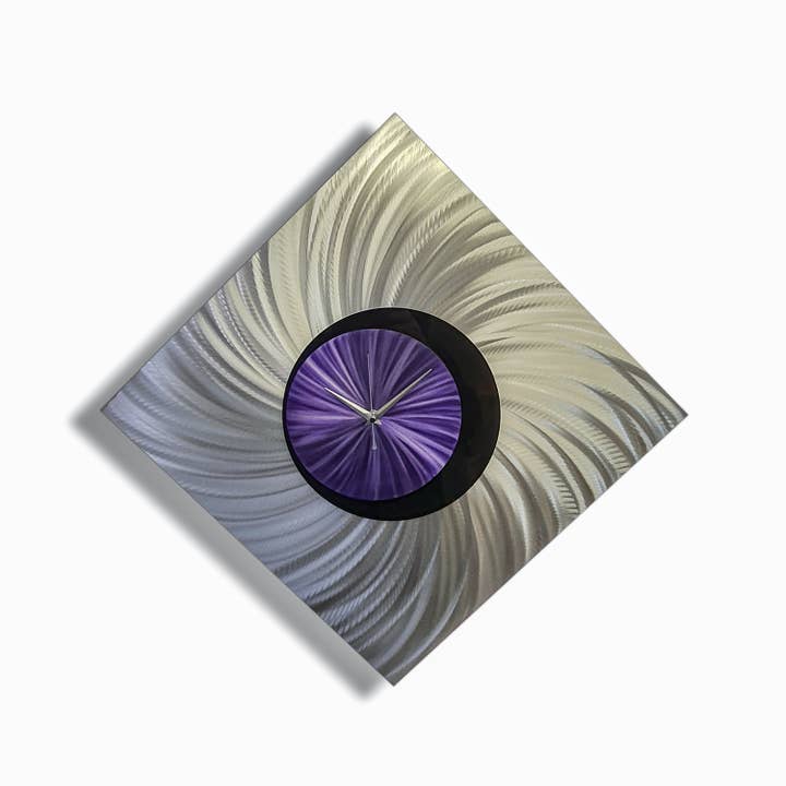 REMOVED BRAND - Wholesale Wall Clock - Orthodox | Large Metal Wall Art | Purple Silver Modern Clock2