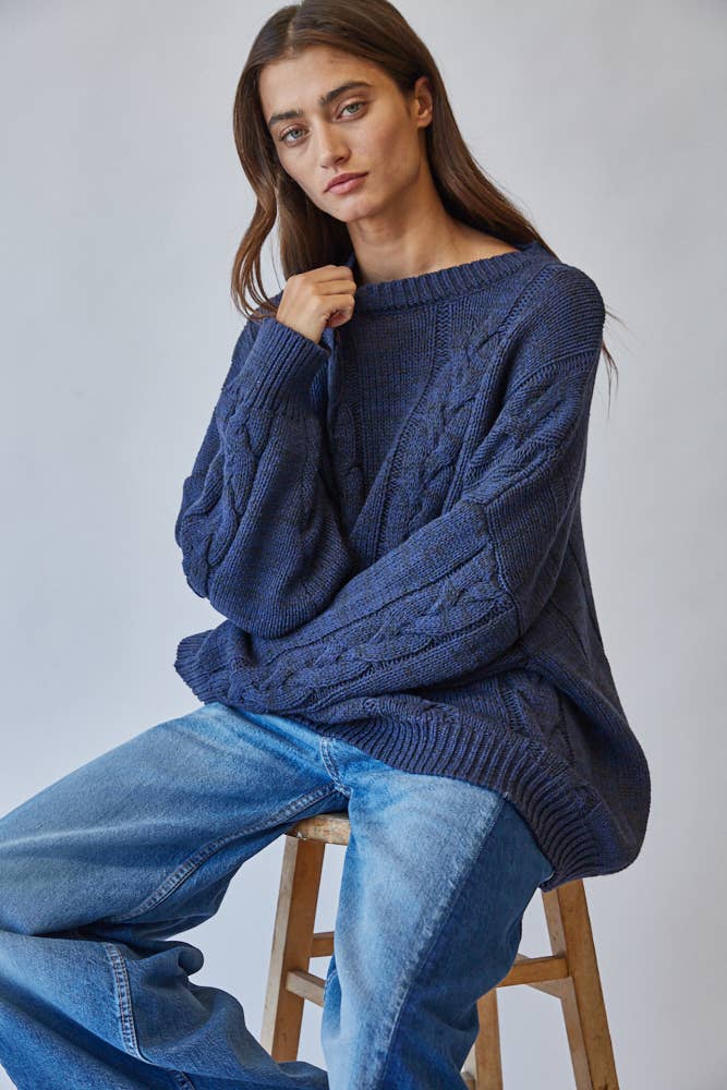 Creamon - Wholesale Knit Sweater - Women's - NSW3211-NAVY2