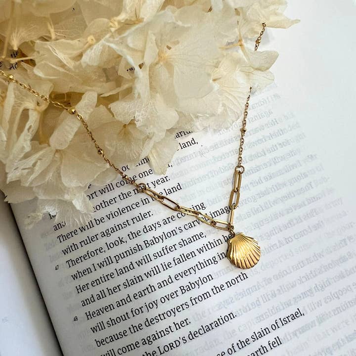 Small Seashell Coastal Necklace | Psalm 36 for wholesale by KBlessCo