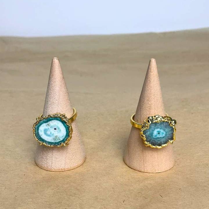 Hi Handmade – Anel de cocktail/declaração por atacado – Aqua Solar Quartz - Anel1