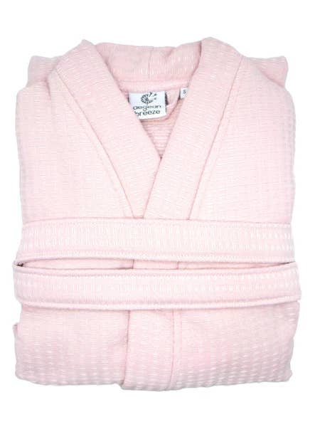 Albornoz de lujo para mujer en algodón turco rosa Zero Twist para venta al por mayor de Coccinella- Mediterranean Heritage