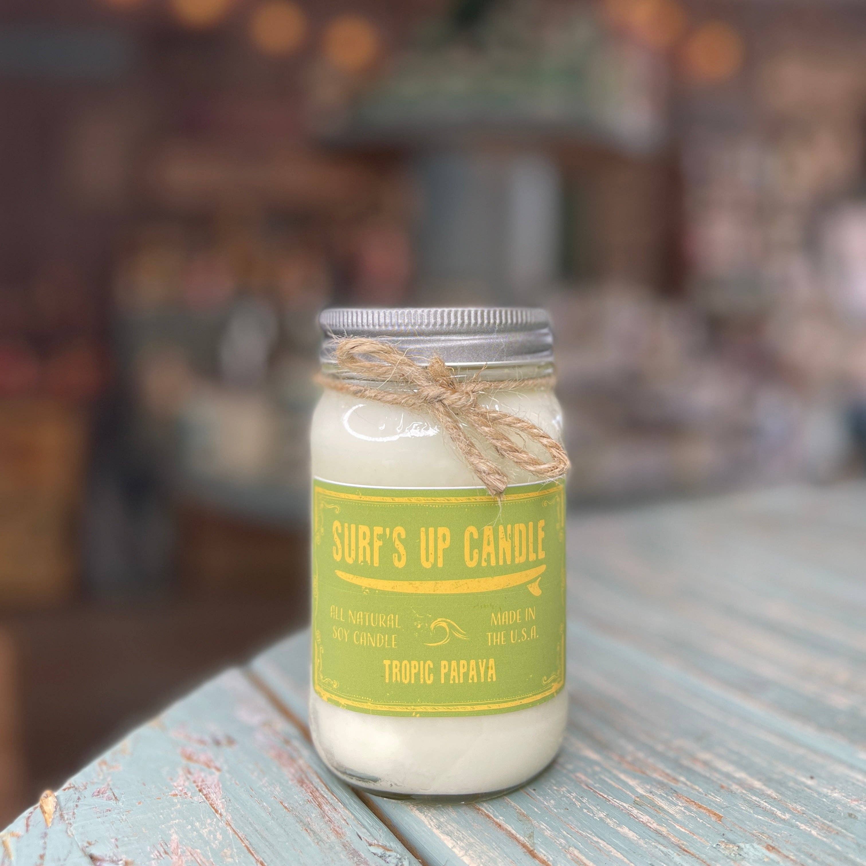 Surfs Up Candle - Wholesale Jar/Filled Candle - Tropic Papaya Mason Jar Candle - Original Collection1