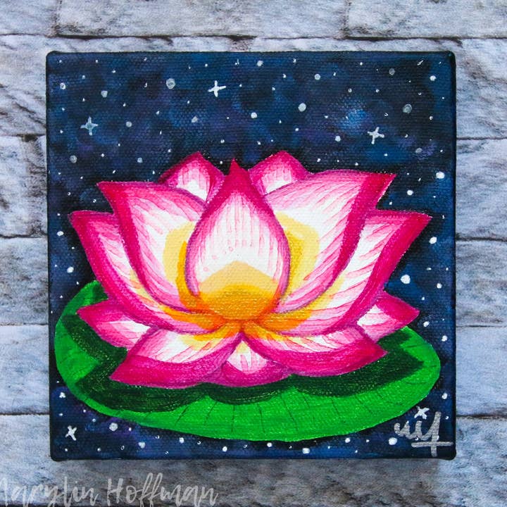 Pink lotus on space for wholesale by Marylin Hoffman Art