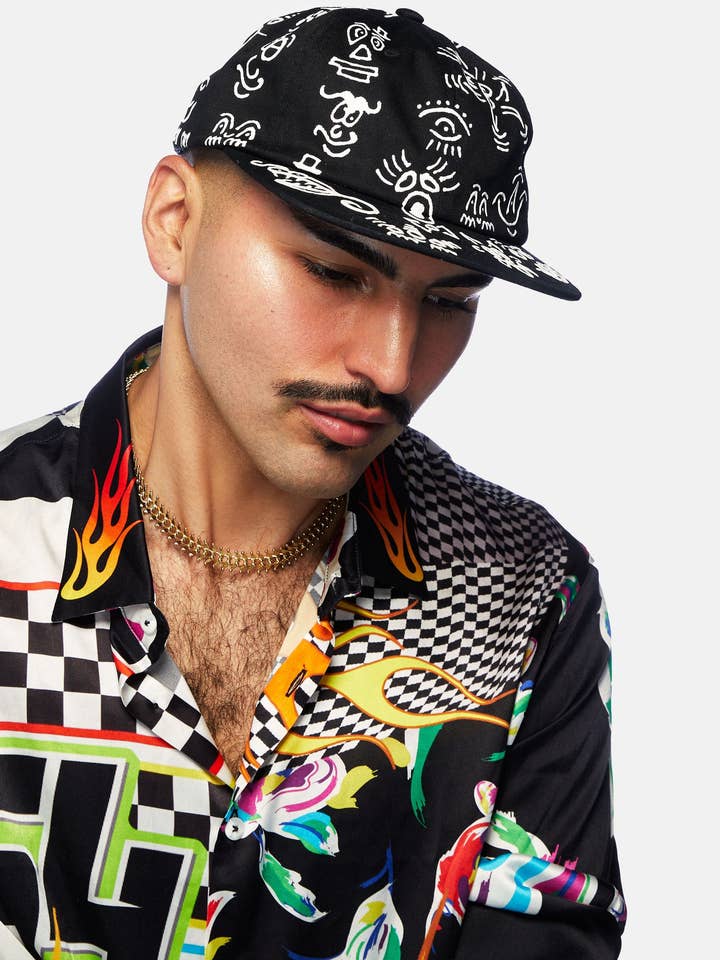 Doodle Cotton Baseball Cap in Black for wholesale by Doodleverse by Sarah Sokol Millinery