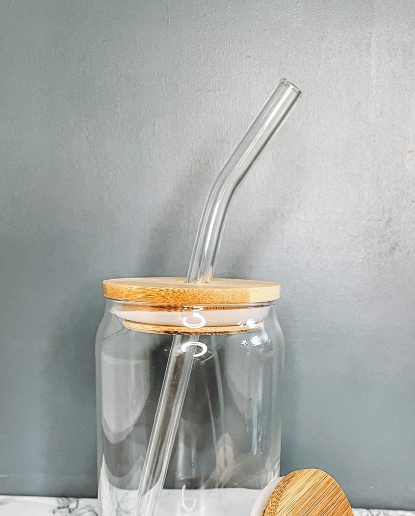  sweet grain Sublimation Glass with Bamboo Lid & Straw