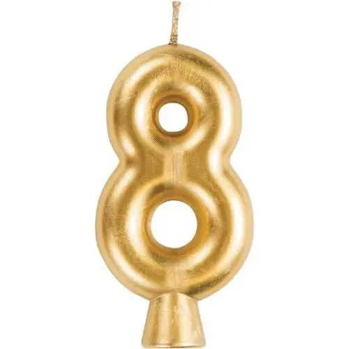 Party Expo, LLC - Wholesale Cake Candle - Number '8' Cake Candle - Gold0