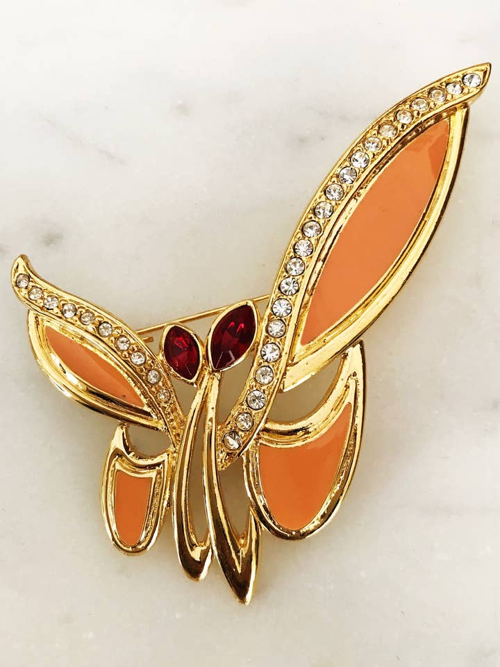 Crystal & Enamel Butterfly Brooch for wholesale by Carmen Miller Jewellery