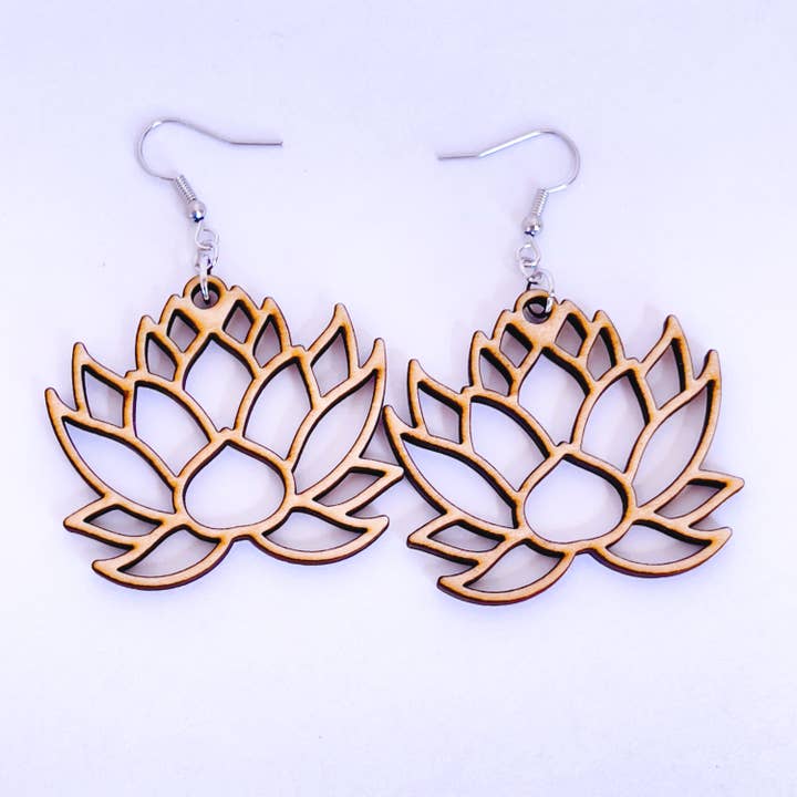 Lotus Flower Dangle Earrings for wholesale by Arbor Drift Designs