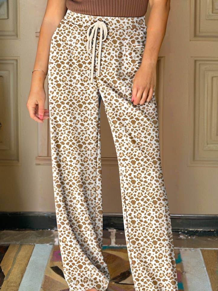 Drawstring Jogging Pants Leopard for wholesale by Tracie's