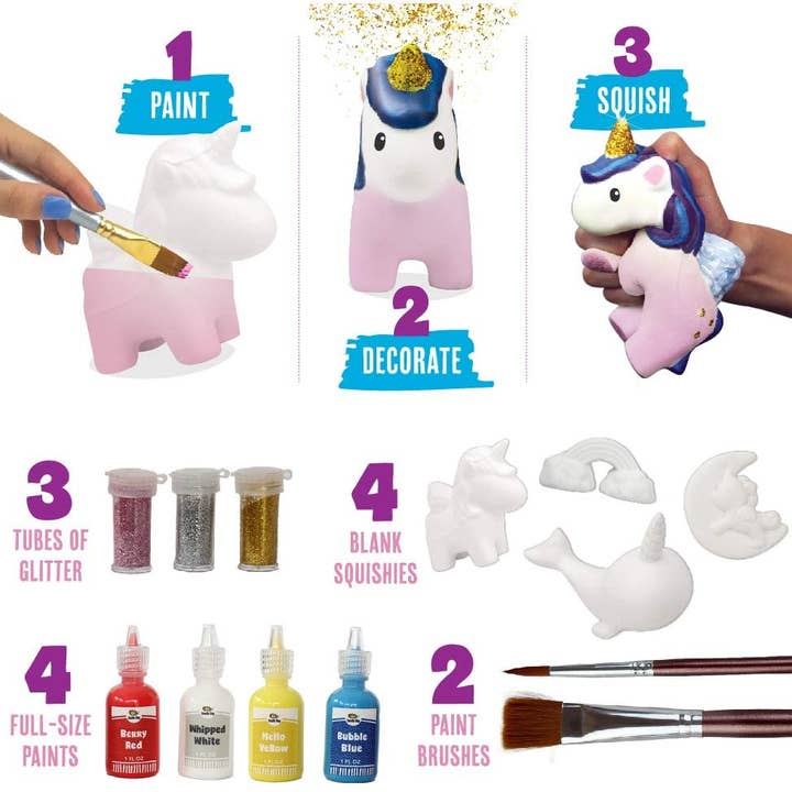 Doodle Hog - Wholesale DIY Craft Kit - Kids - Paint Your Own Rainbows and Unicorn Squishies DIY Kit!4