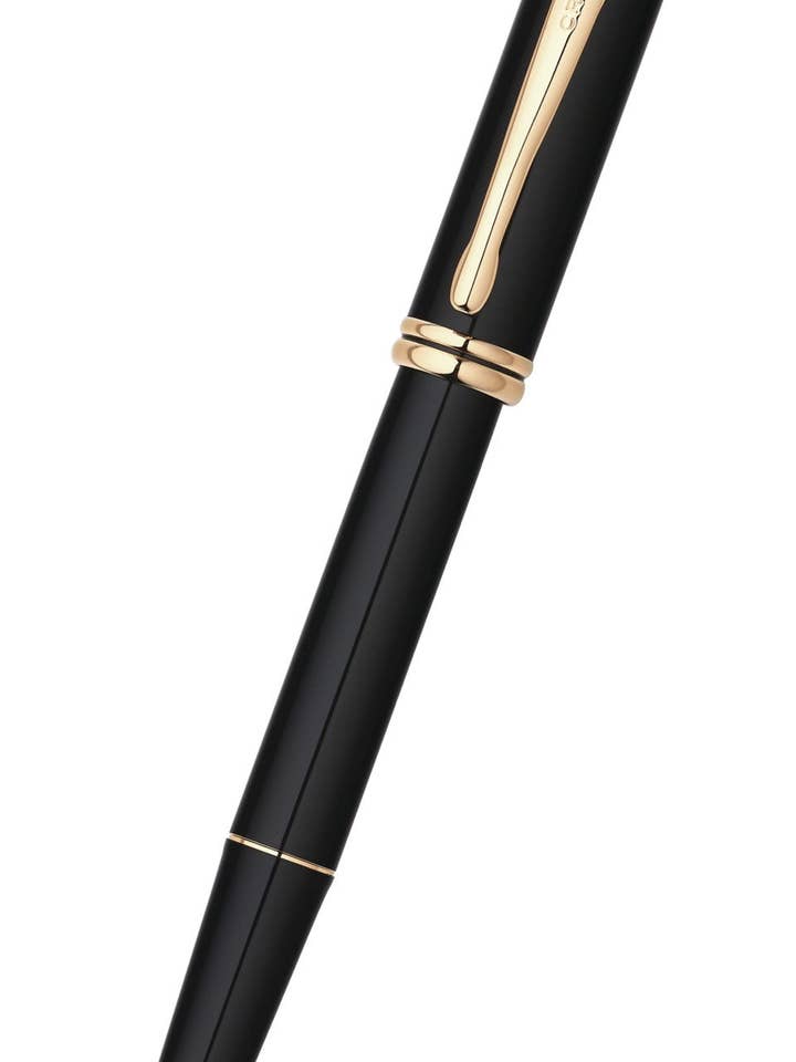 Townsend® Black Lacquer with 23KT Gold-Plated Appointments and Solid 18KT Gold Fine Nib Fountain Pen for wholesale by A. T. Cross