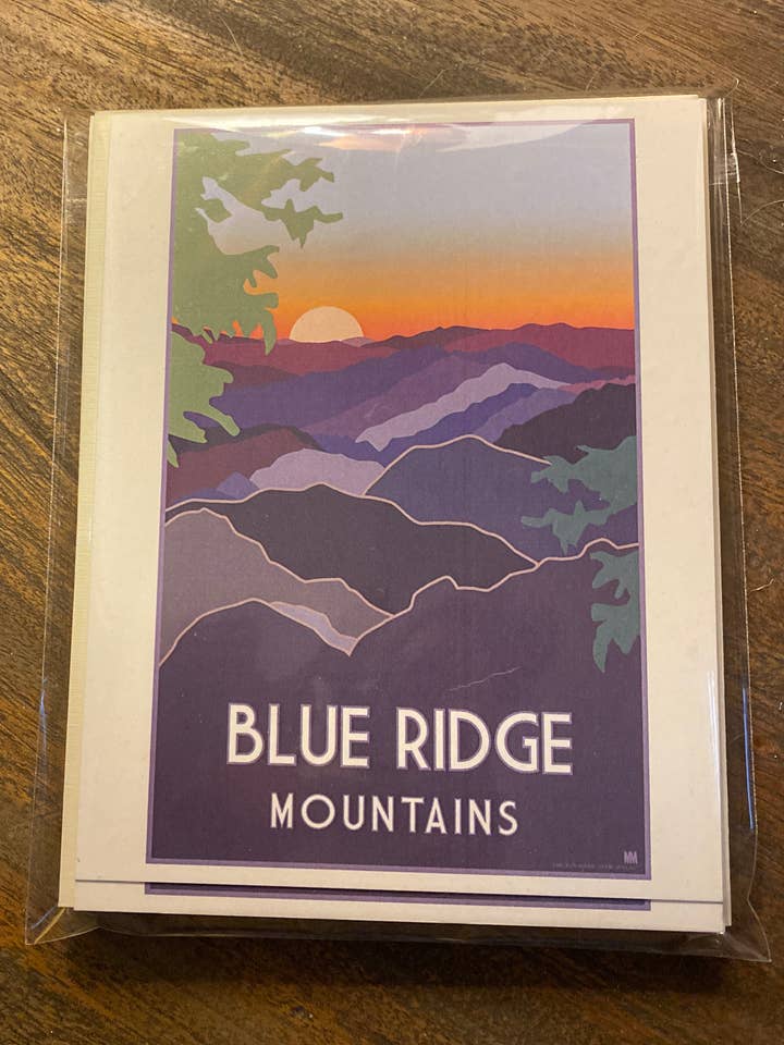 Blå Ridge-bergen Notecards Enkeltsidiga med Kuvert Paket om 8 för wholesale av Shell Creek Sellers