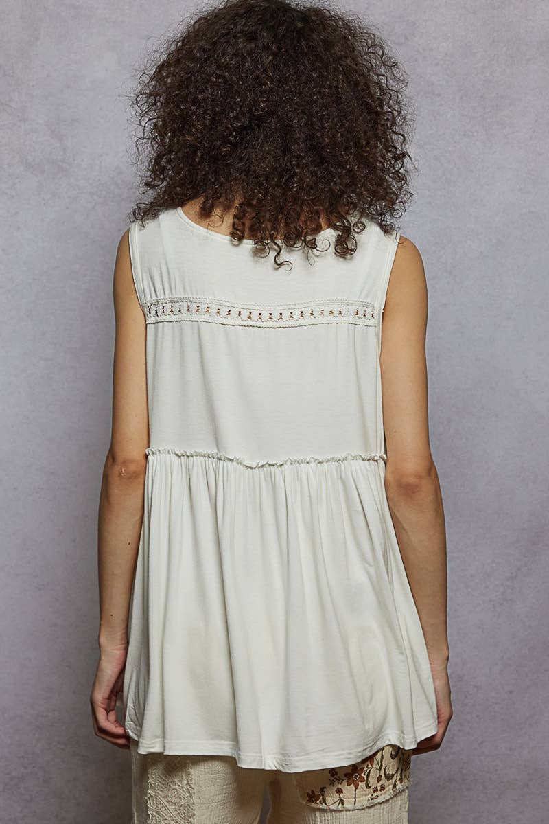 Pol Clothing - Wholesale Knit Top - Women's - Sleeveless Loose Fit V-Neck Babydoll Casual Knit Top SALE3