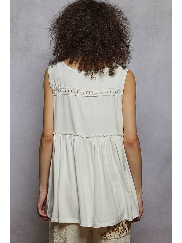 Pol Clothing - Wholesale Knit Top - Women's - Sleeveless Loose Fit V-Neck Babydoll Casual Knit Top SALE3