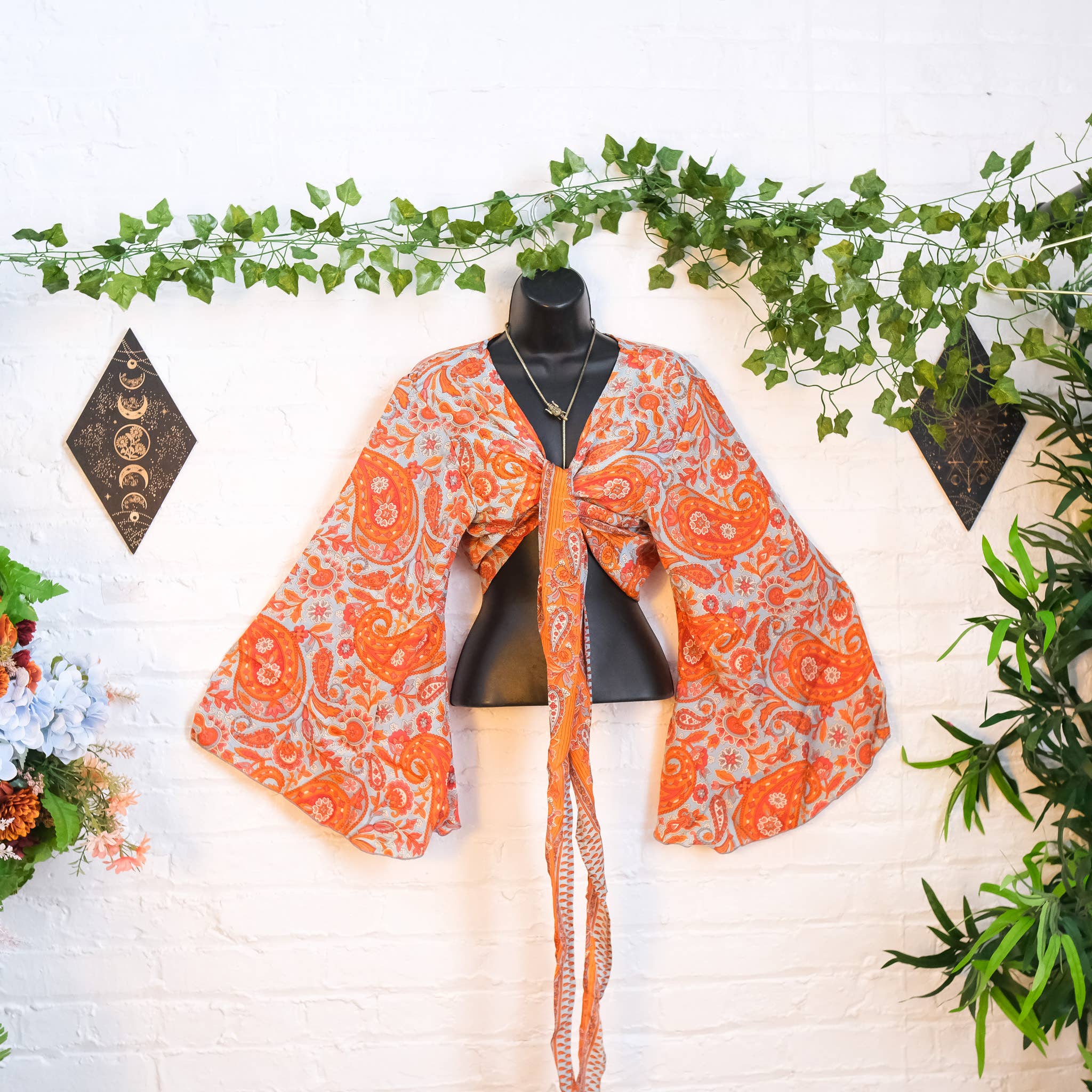 Karma Nepal Crafts - Wholesale Blouse - Women's - Bohemian  Style Bell Sleeve Wrap Top 1