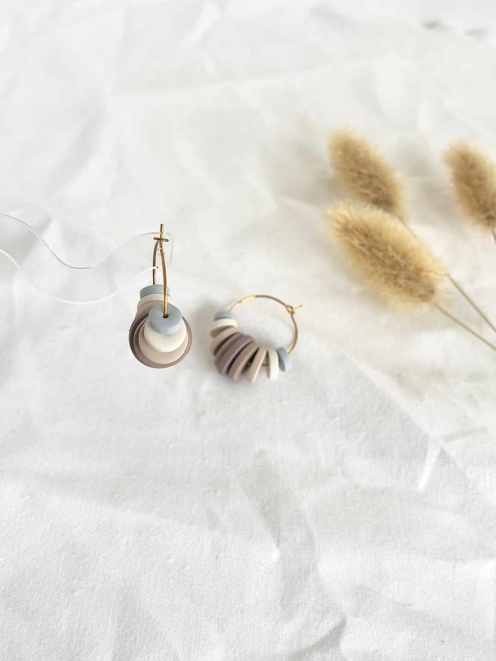 Neutral Palette Hoops | Handmade polymer clay earrings for wholesale by MN Clay Co