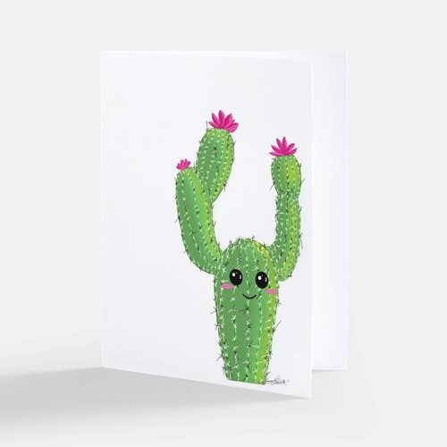 Happy Cactus - Bedrukte briefkaart voor wholesale door All Things Noteworthy