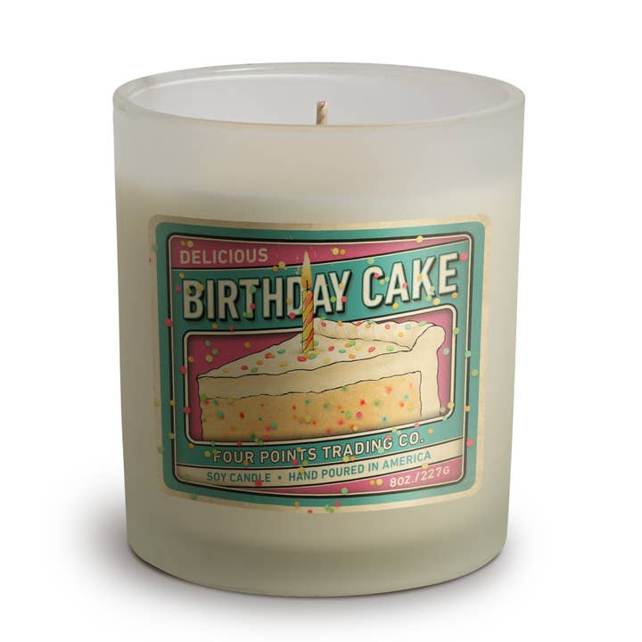 Birthday Cake 8 oz Soy Candle for wholesale by Four Points Trading Co