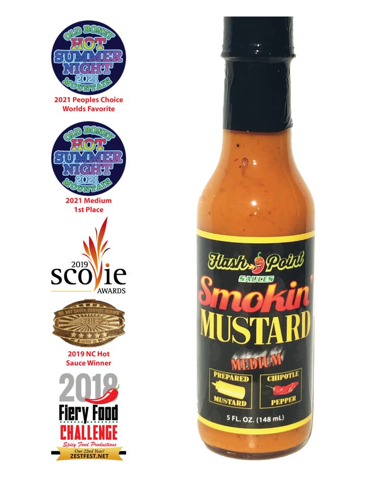 Smokin' Mustard - 5 OZ Flasche Großhandel für den Großhandel von Flash Point Sauces, LLC