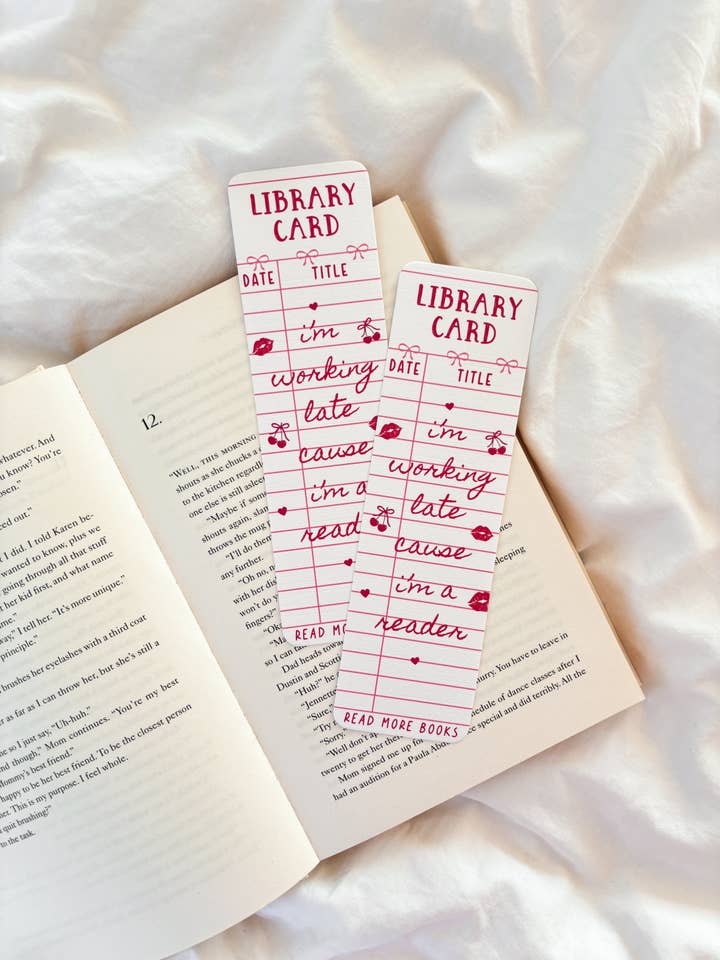 Vintage Library Card Bookmark | I'm Working Late Cause I'm A Reader for wholesale by Fleurs on Sunday