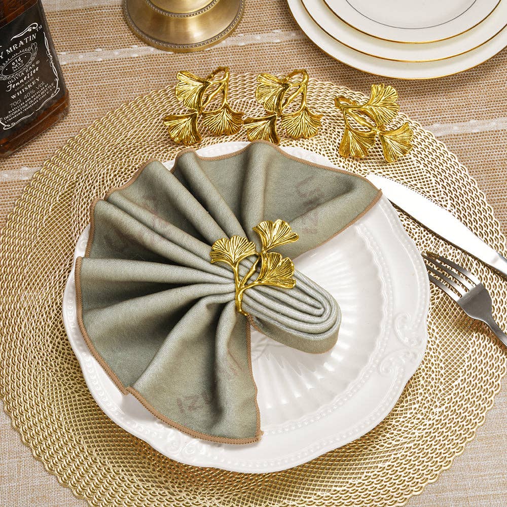 Decozen – Argola de guardanapo por atacado – Argolas de Guardanapo em Design de Folha de Ouro8