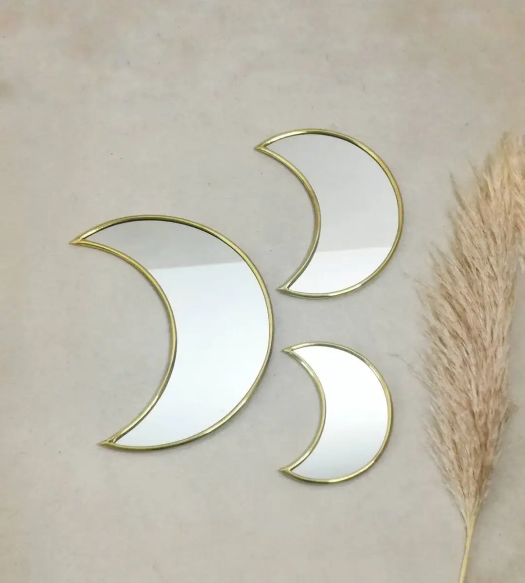 High crafty – Großhandel Wandspiegel – Mondspiegel mit goldenem Messingrahmen – Handgefertigter marokkanischer Mond0