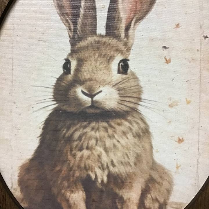 LAND OF COTTON - Wholesale Art Print - Oval Frame Hare/Bunny Sitting Print