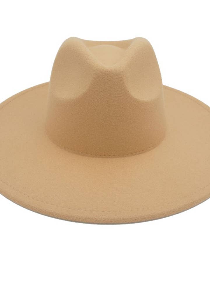 BANDLESS CLEAN FAUX-WOOL WIDE BRIM FEDORA HAT for wholesale by Shop Neighbors