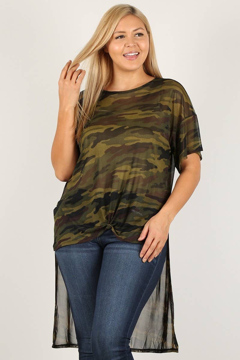 Camouflage Tunique Hi-Low pour grandes tailles - Camo Mesh - WG17008-T en vente sur Faire6