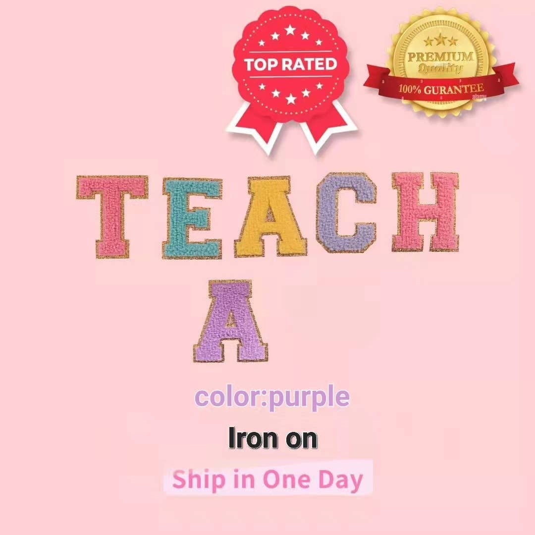 Chicbaby LLC - Wholesale Patch - 2.35 inch Iron on letters, Purple, Chenille Letters, varsity1