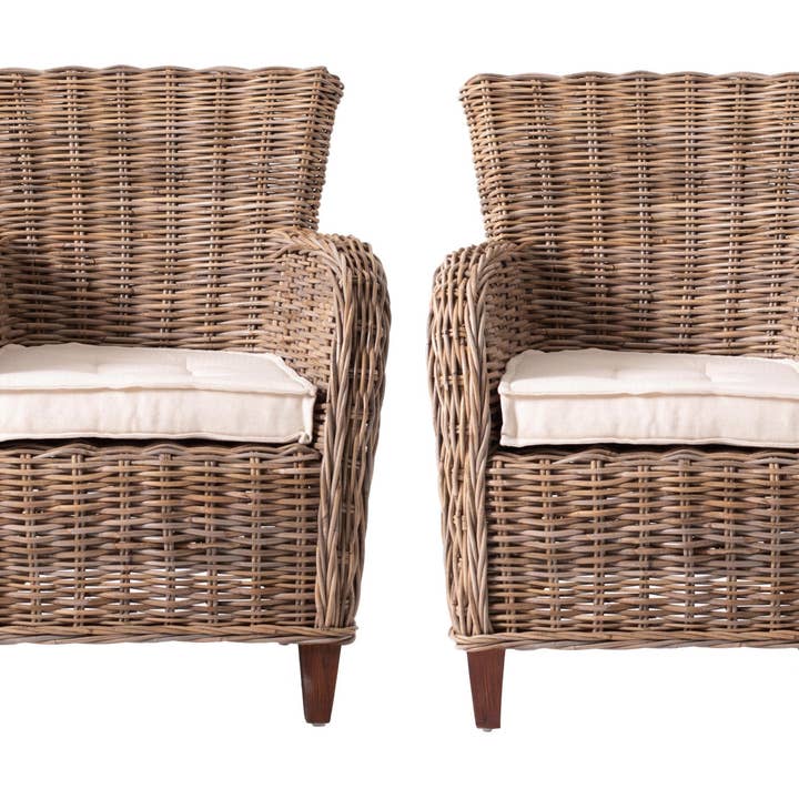 Set Of Two Natural Brown Rattan Wingback Wicker Chairs with Seat Cushions and other Purchase Wholesale rattan chairs. Free Returns & Net 60 Terms on Faire trending on Faire.