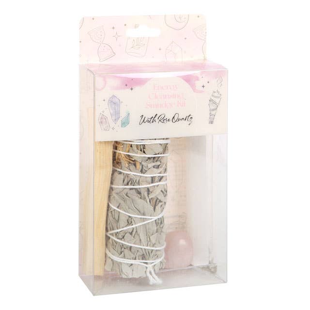 Something Different Wholesale - Wholesale Sage Bundle - White Smudge Kit with Rose Quartz Crystal