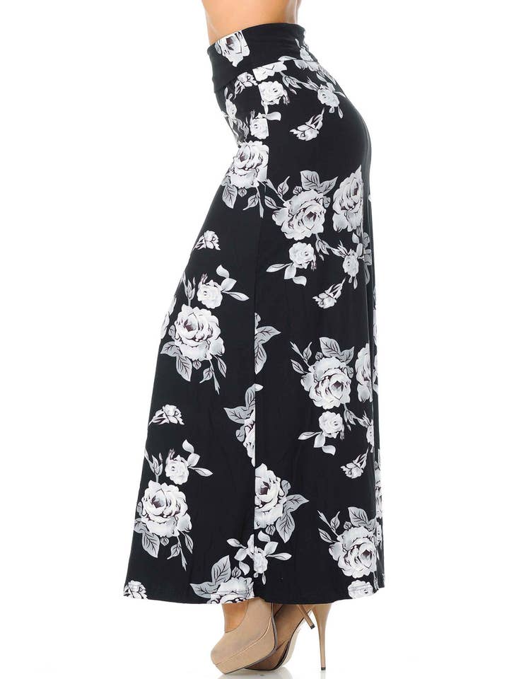 USA Fashion - Wholesale Skirt - Women's - Buttery Smooth White Jumbo Rose Maxi Skirt2