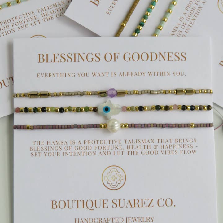 Boutique Suarez Co. - Wholesale Jewelry Set - Peace & Protection - Pearl Bracelet Stacks17