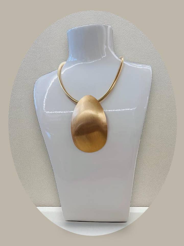 Brushed Oval Drop Necklace (9037021060) for wholesale by Sunshine Fashion Accessories