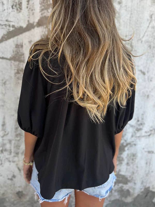 Sheer Trend – Großhandel Bluse – Damen – Lockere Übergröße Elastizität Falten Einfarbige Rundhals Blusen & Hemden Oberteile3