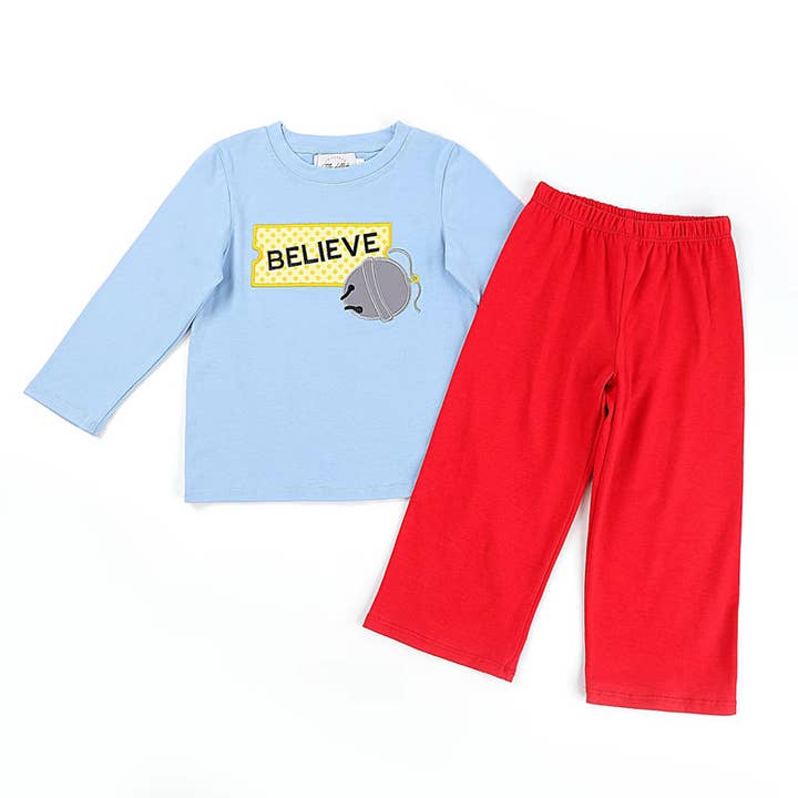 Little Lullaby Boutique - Wholesale Top & Pant Set - Kids - Boys Believe Pants Set0