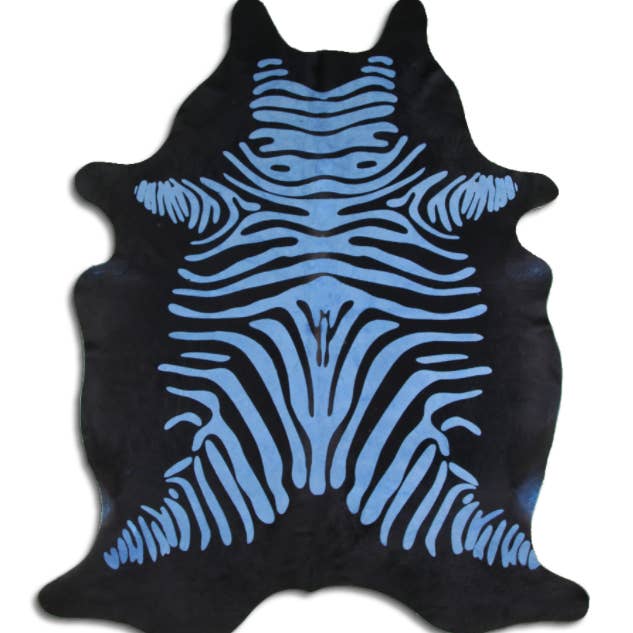 Cabelo lavado com ácido em couro de vaca angustiado Zebra azul marinho em Bl por atacado de Western Linens