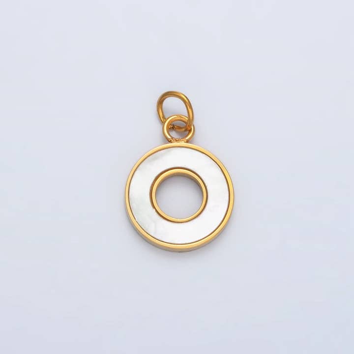 Stainless Steel Open Round Shell Pearl Charm | P1039 for wholesale by Aim Eternal