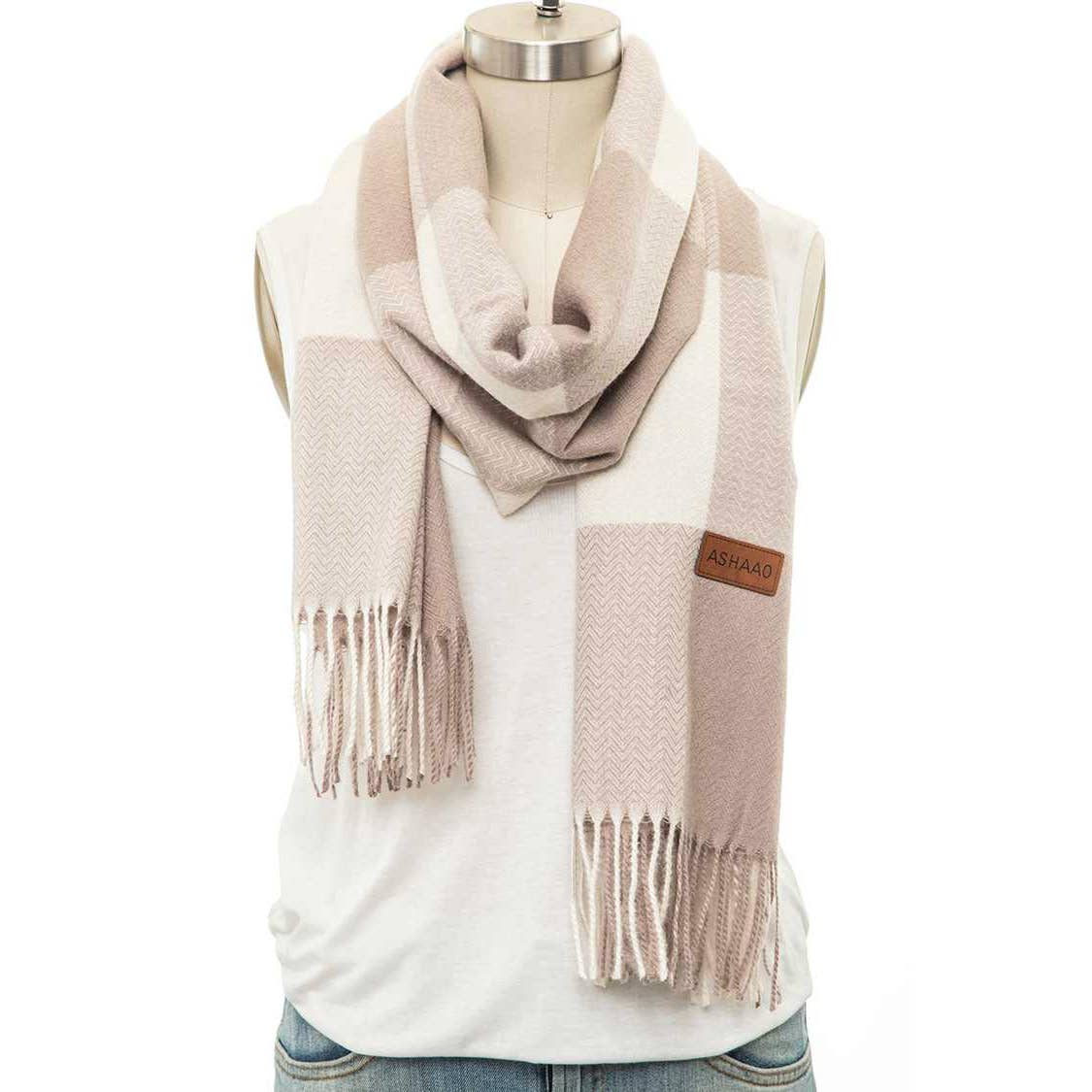 Artini Accessories - Venta al por mayor Bufanda - Mujer - Bufanda de mezcla de cachemira con estampado a cuadros4