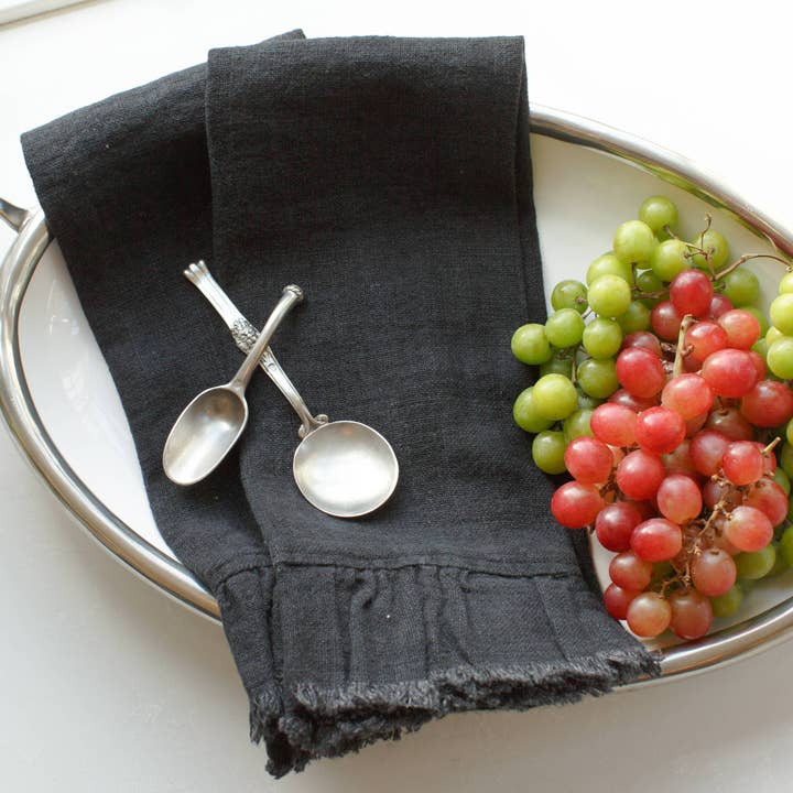 Arte Italica & Crown Linen Designs - Wholesale Tea Towel - Provence Linen Towel with Ruffle and Fringe