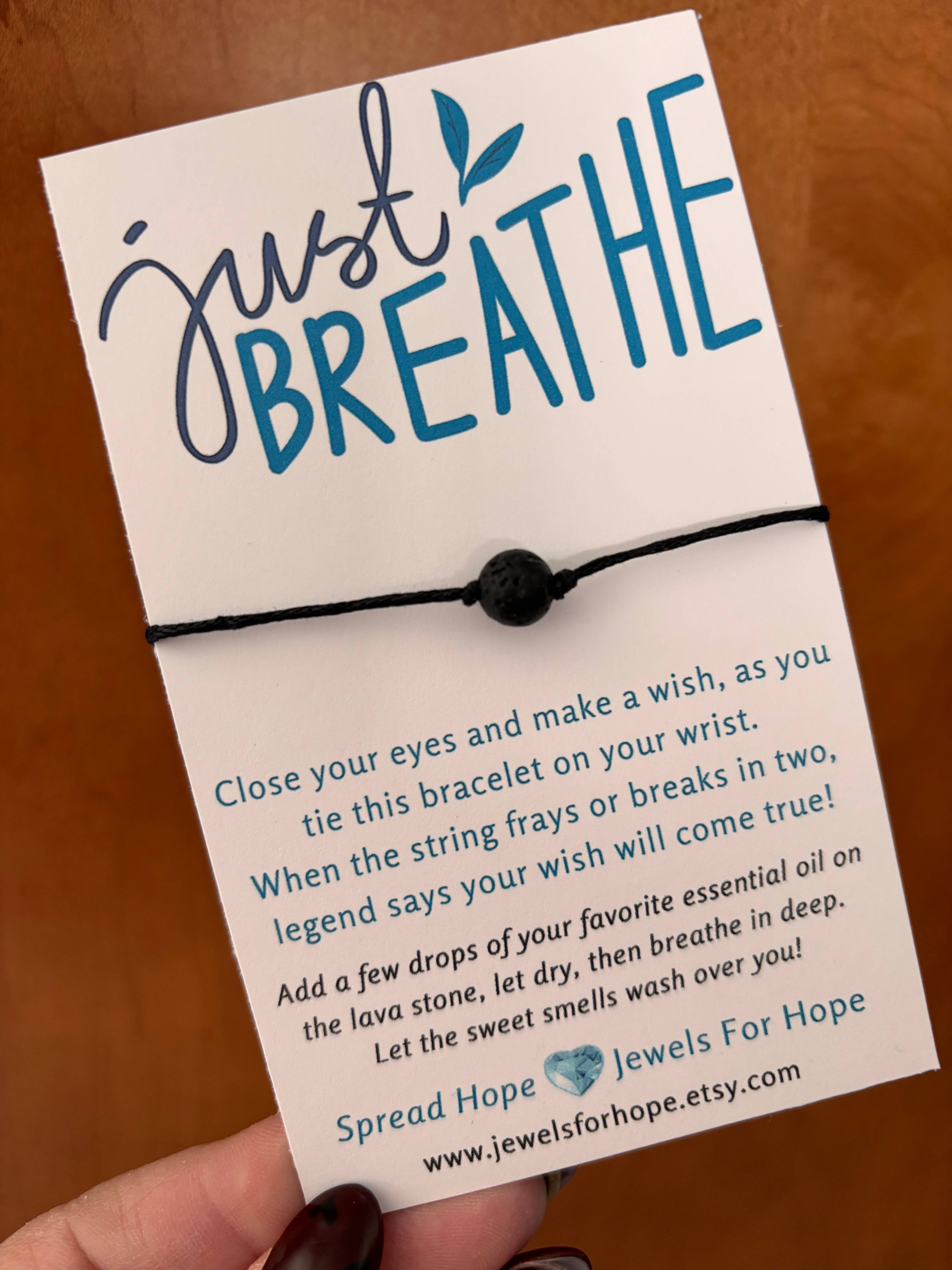 Jewels For Hope - Wholesale Charm/Dangle Bracelet - Aromatherapy Lava Stone Wish Bracelet, Just Breathe 1