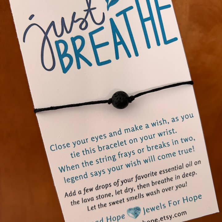 Jewels For Hope - Wholesale Charm/Dangle Bracelet - Aromatherapy Lava Stone Wish Bracelet, Just BreatheĀ 1