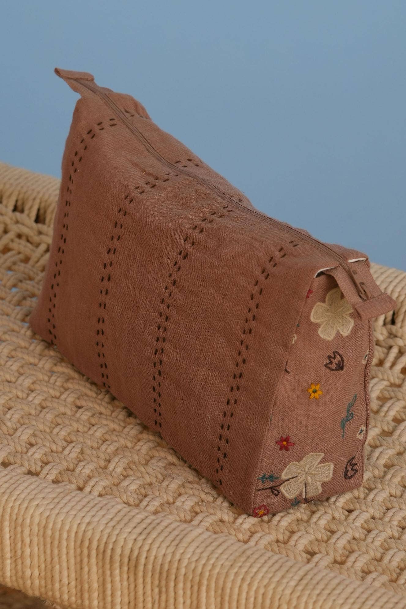 Muted Mocha Linen Poetry Pouch for wholesale on Faire2
