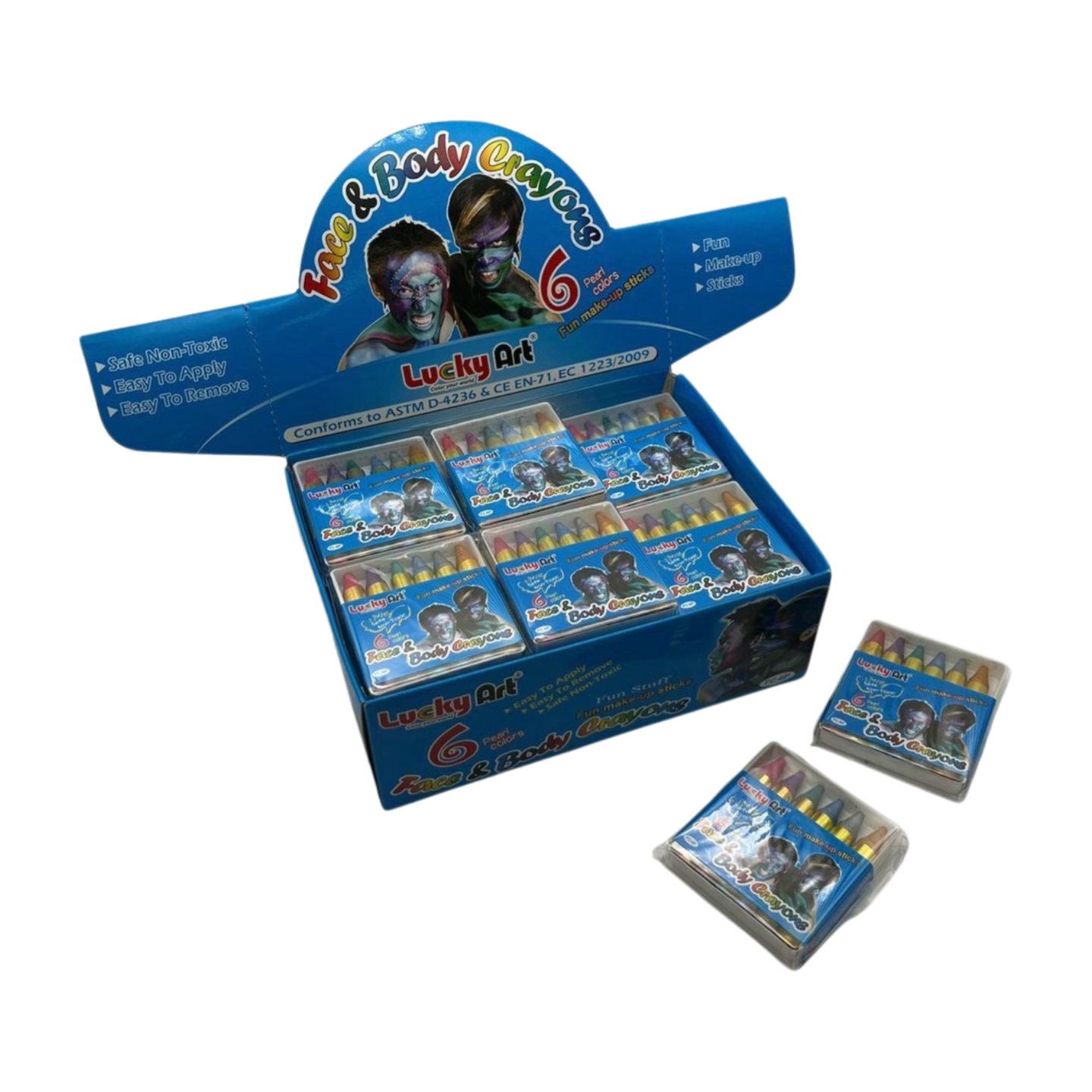 LUCKY ART CRAYONOLOGY – wholesale Face paint/play makeup – Kids – 6  Pearl Colors Face and Body Crayons1