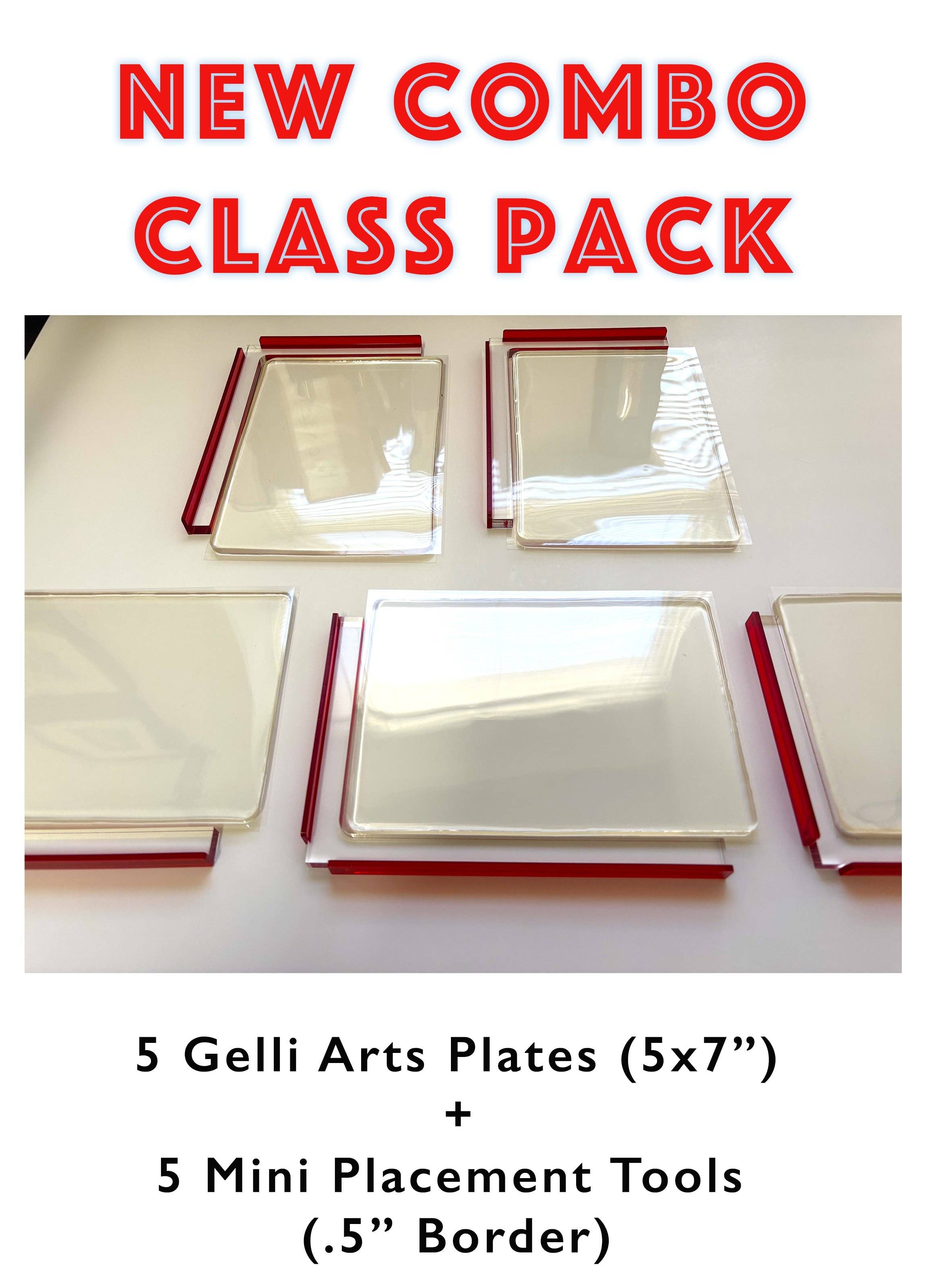 Gelli Arts - Wholesale DIY Craft Kit - NEW!!!  Combo Class Pack -  Includes   5 -- 5" x 7" Gel Plates + 5 Mini Placement Tools2