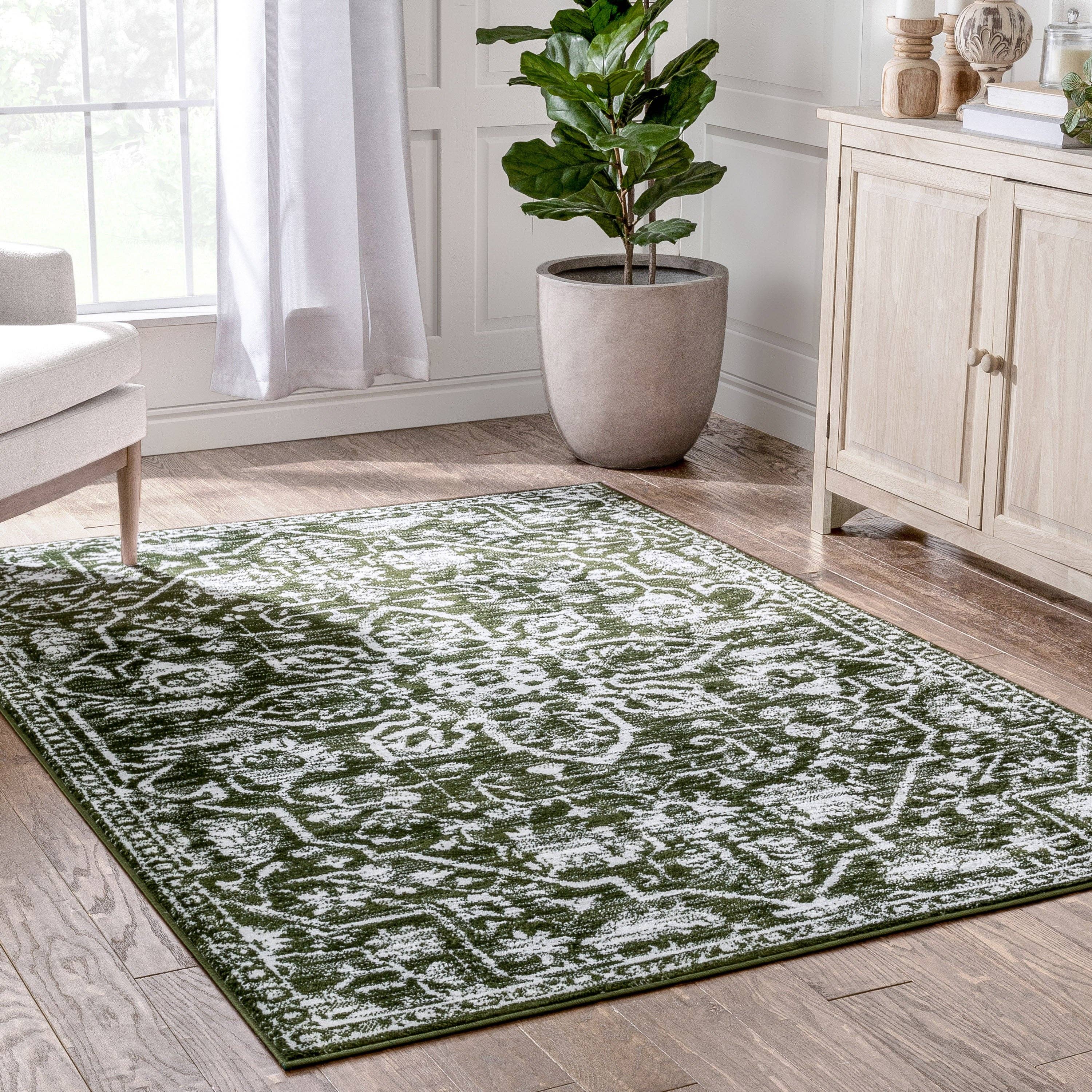 Well Woven - Venta al por mayor Alfombra pequeña - Alfombra suave Disa Vintage Medallion Green de Chill Rugs7